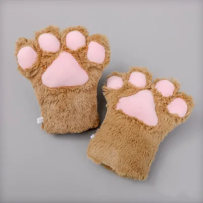 Japanese Cute Adorable Plush Cosplay Performance Props Net Red Cat Paw Gloves Camel - Shop at LoveMi