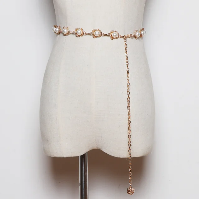 Pearl Waist Chain Ladies Fashion All match Decorative Dress Gold - Shop at LoveMi