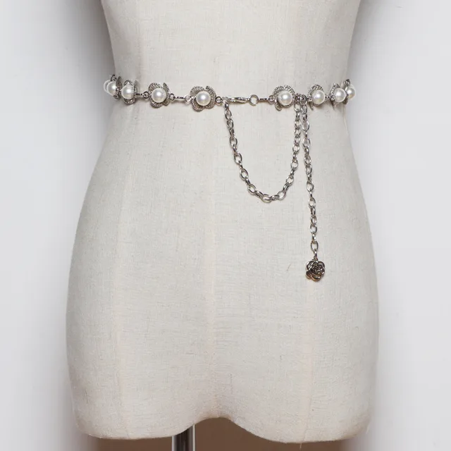 Pearl Waist Chain Ladies Fashion All match Decorative Dress Silver - Shop at LoveMi