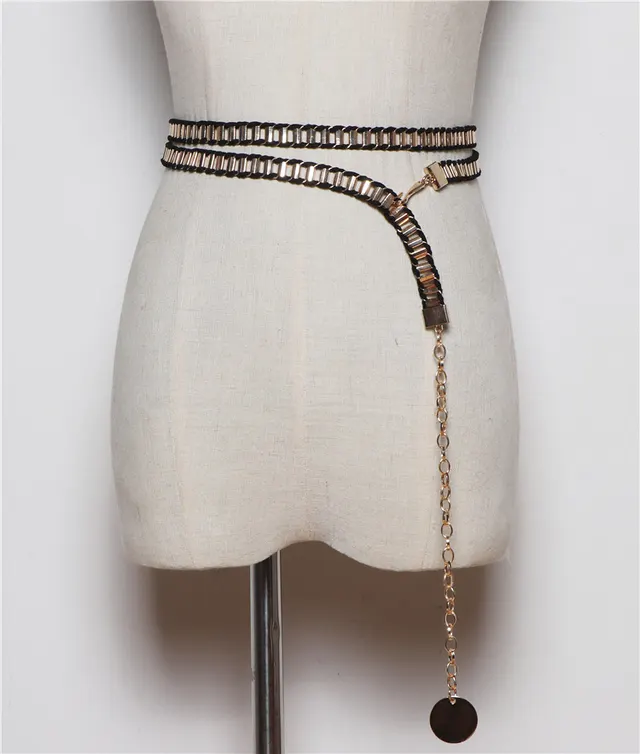 Korean Version Of Wild Metal Braided Waist Chain Double Loop Belt Decoration Black - Shop at LoveMi