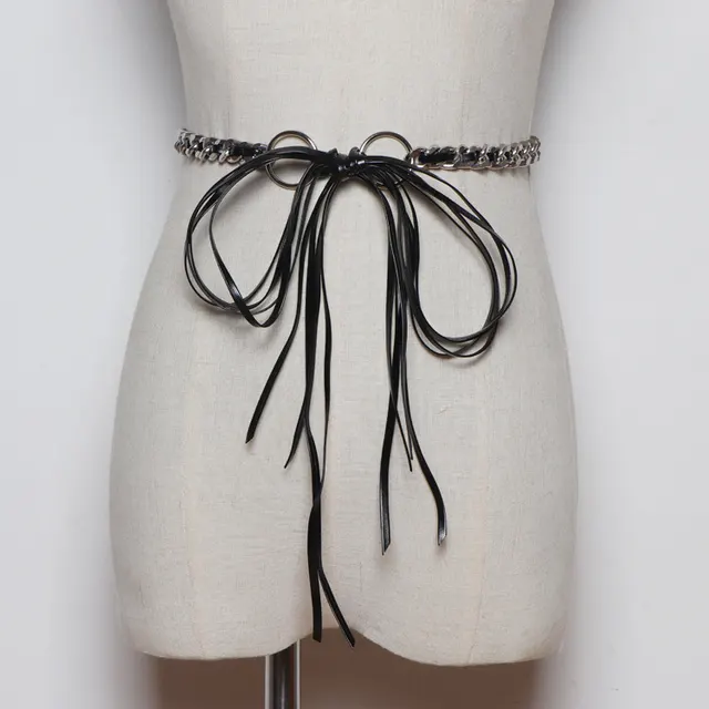 Literary Fan Woven Thin Waist Chain Black - Shop at LoveMi