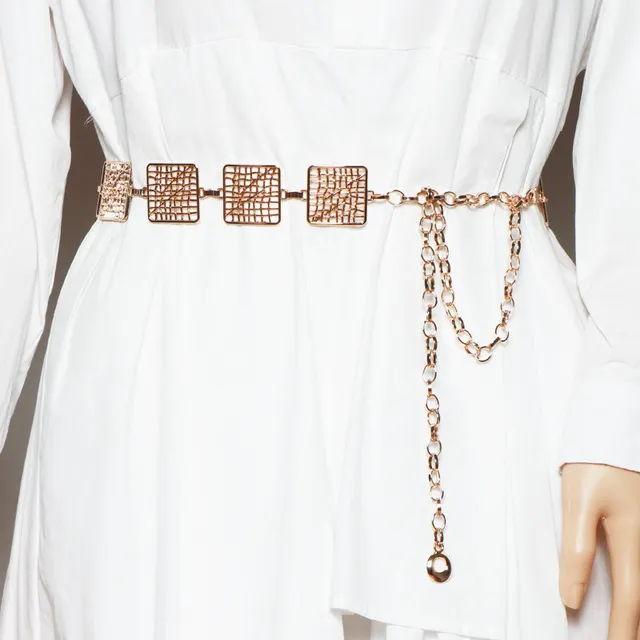 Women's Wild Belt With Suit Sweater Dress And Decorative Belt Gold - Shop at LoveMi