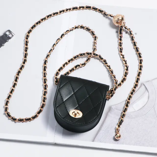 New Crossbody Waist Decoration Waist Chain Bag Black - Shop at LoveMi