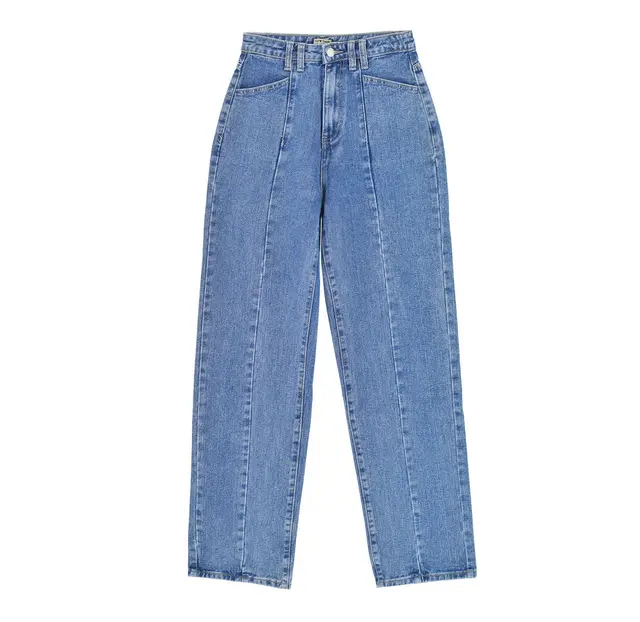 High Waist Light Blue Loose Straight Drape Denim Trousers Light Blue - Shop at LoveMi