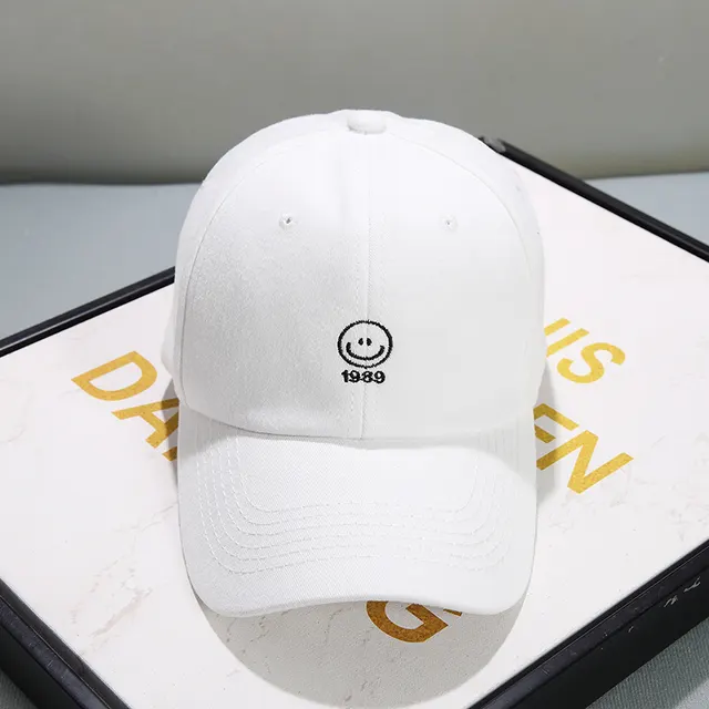 Face Displayed Small Letters Sun Visor Baseball Cap Smiley White - Shop at LoveMi