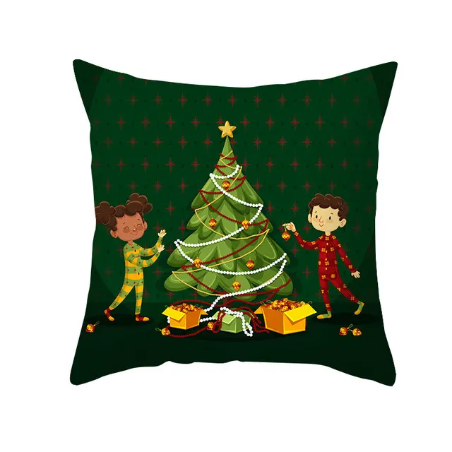Cartoon Santa Claus Series Peach Skin Sofa Cushion Cover B - Shop at LoveMi