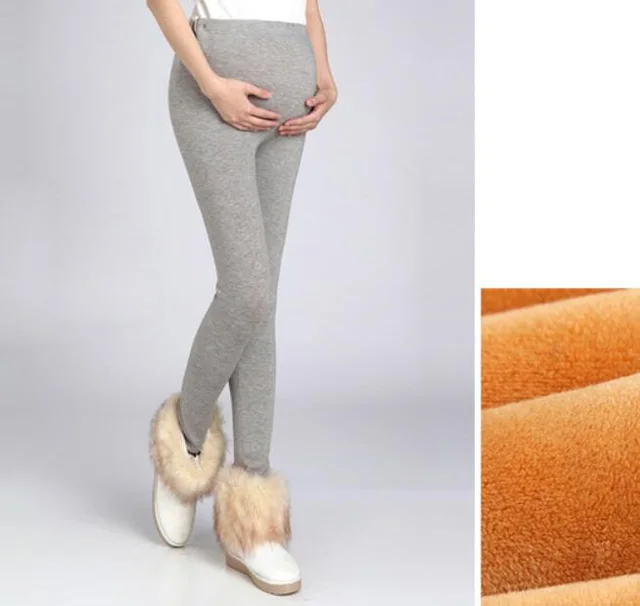 Pregnant Women Thickened Plus Velvet Winter Warm Pants Cotton Trousers Leggings Grey - Shop at LoveMi