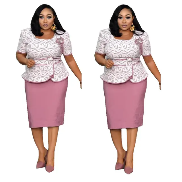 Round Neck Print Commuter Irregular Top Hem Wrap Dress Pink - Shop at LoveMi