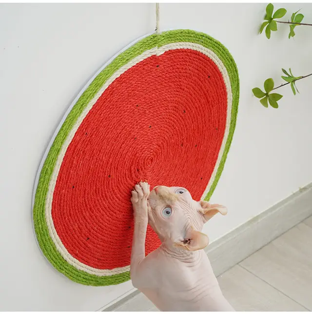 Cat Supplies Watermelon Cat Linen Mat Cat Daily Necessities Sisal Cat Claw Board Watermelon Red - Shop at LoveMi