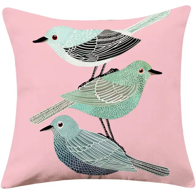 Country Pastoral Flower And Bird Cushion Cotton And Linen Pillowcase 1Style - Shop at LoveMi