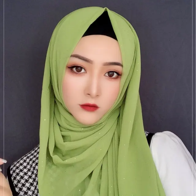 Fashion Simple Golden Chiffon Long Scarf Avocado - Shop at LoveMi