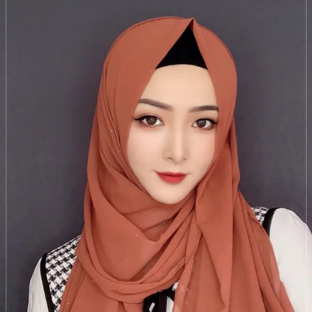 Fashion Simple Golden Chiffon Long Scarf Caramel Colour - Shop at LoveMi