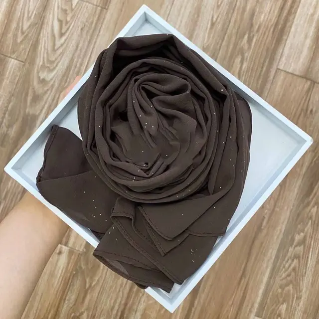 Fashion Simple Golden Chiffon Long Scarf Coffee - Shop at LoveMi