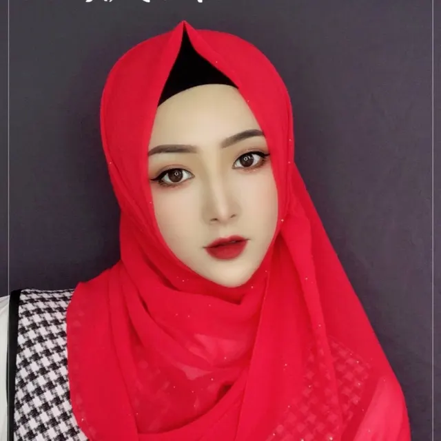 Fashion Simple Golden Chiffon Long Scarf Red - Shop at LoveMi
