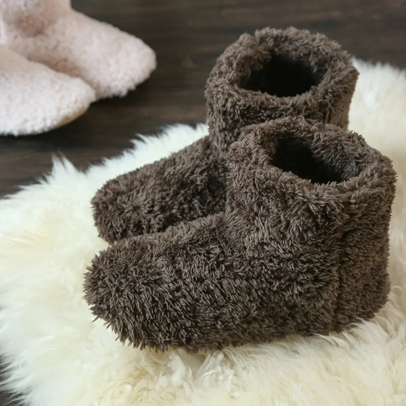 Couples Japanese Style High Boots Bag With Month Shoes Coral Fleece Wine - Shop at LoveMi