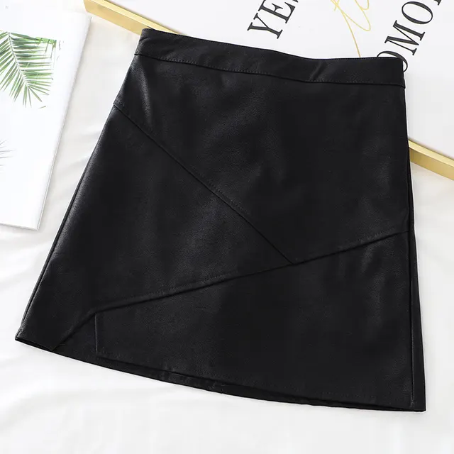 Women's Thin Bag Hip A line Short Skirt Autumn High Waist Split Skirt Black - Shop at LoveMi
