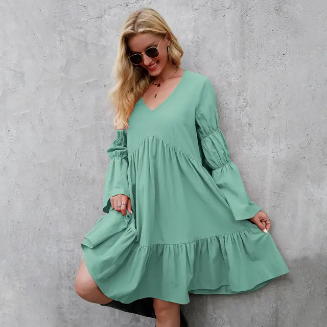 Large Swing Ruffle Print Sleeveless Dress Women Shuilan - Shop at LoveMi
