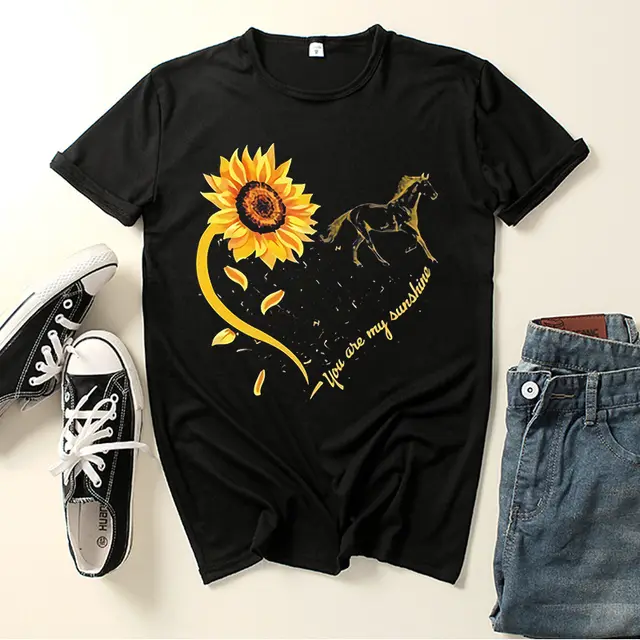 Women's European And American Women's Round Neck Women's T shirt Black - Shop at LoveMi