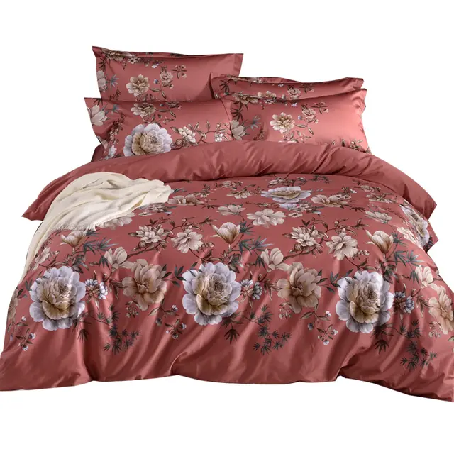 Double sided Silky Cotton Duvet Cover Bedding Red - Shop at LoveMi