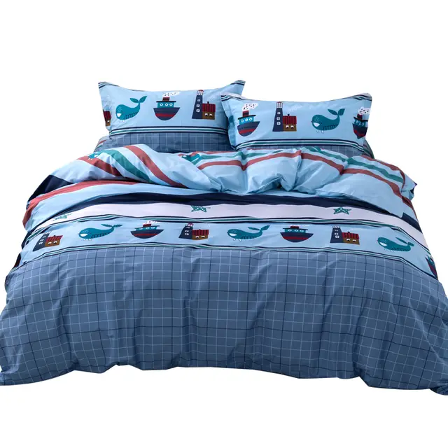 Corsair Four piece Cotton Cartoon Bedding Blue - Shop at LoveMi