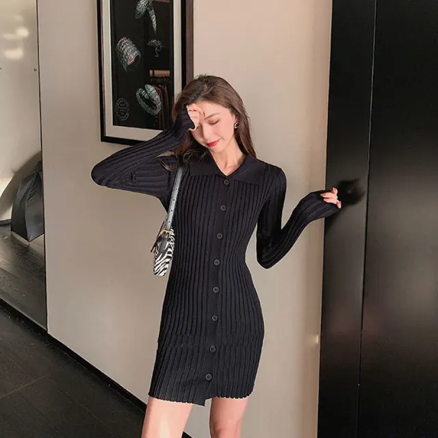 Thin Slim Sweater Knitted Base Skirt Thin Black - Shop at LoveMi