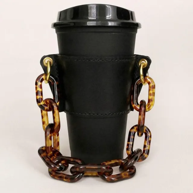 PU Leather Portable Detachable Chain Coffee Cup Holder A2 - Shop at LoveMi