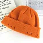 Autumn And Winter Hole Knit Woolen Hat - Orange