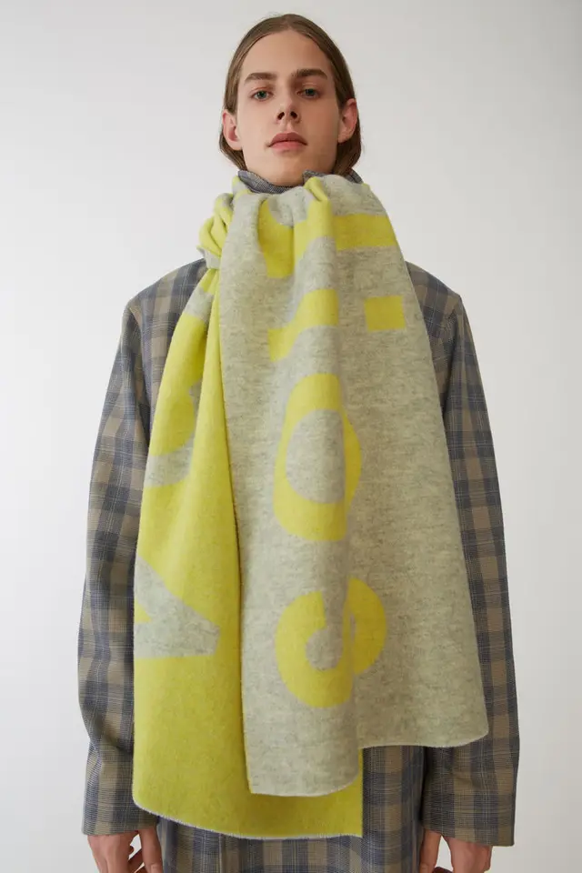 Autumn And Winter Style Nordic Designer AC Home Wool Logo Logo Woven Scarf Green - Shop at LoveMi