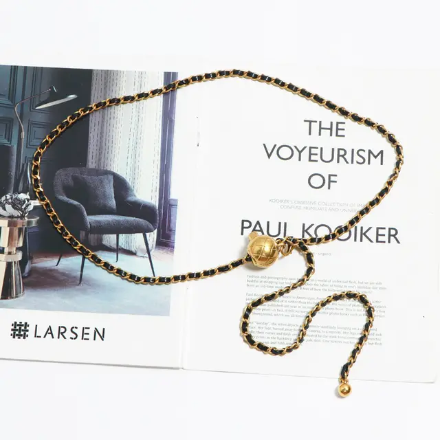 Waist Chain Women's Belt Ins Fashion Decorative Dress Waist Matching Shirt Suit Belt Black Gold - Shop at LoveMi