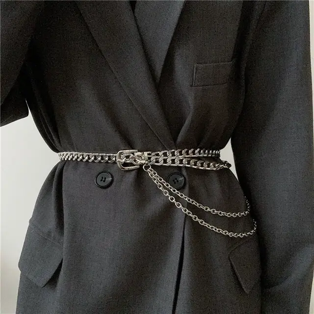Metal Belt Women's Fine Decorative Waist Chain Jeans With Dress Chain Belt Accessories Silver - Shop at LoveMi