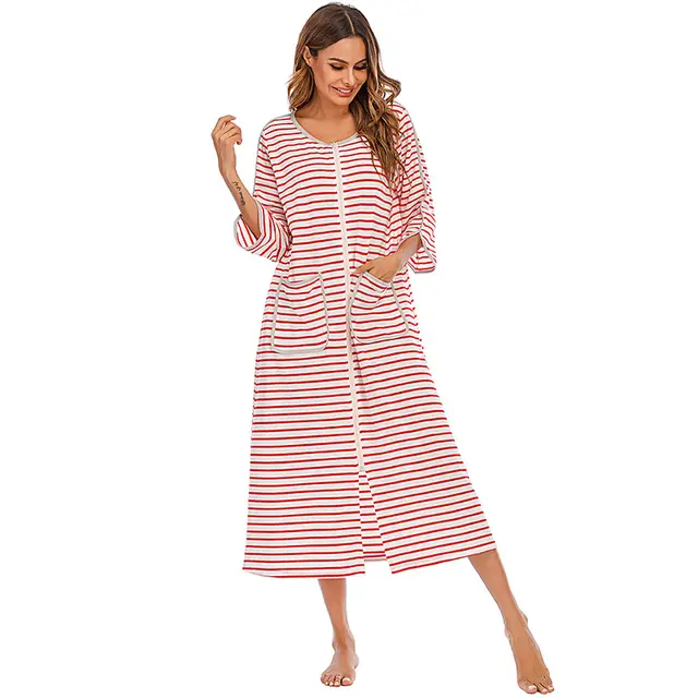 Women's Zipper Shirt Pajamas Home Service Red - Shop at LoveMi