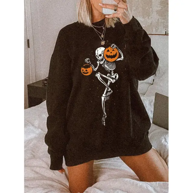 Fashion Ladies Round Neck Letter Print Long Sleeve Sweatshirt Black - Shop at LoveMi