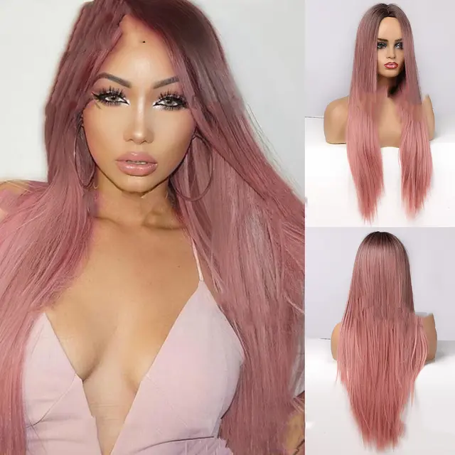 European And American Headgear Waist Long Curly Hair Gradient Big Wave Anime Pink - Shop at LoveMi
