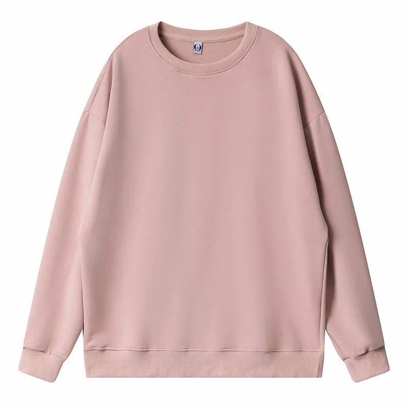 Fine Imitation Cotton Dropped Shoulder Loose Round Neck Sweater Lotus Root Starch M - Shop at LoveMi