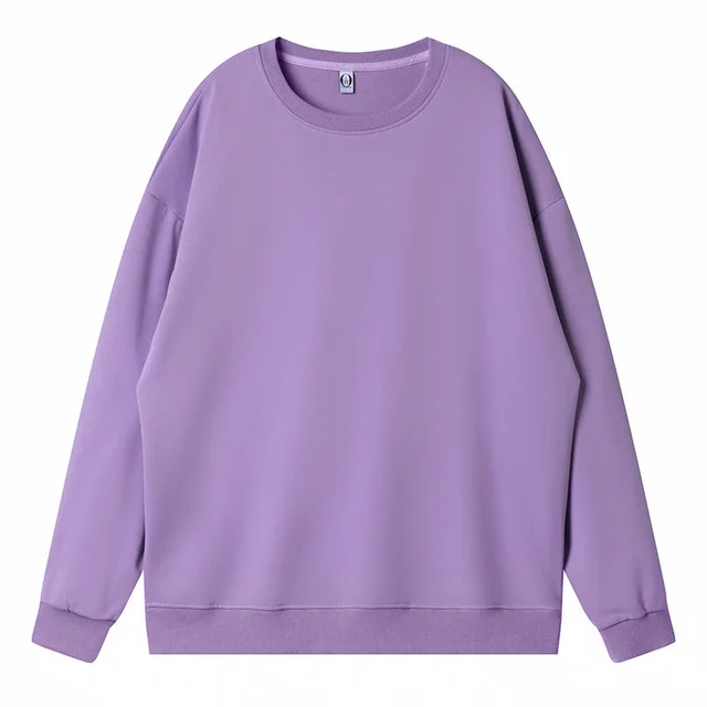 Fine Imitation Cotton Dropped Shoulder Loose Round Neck Sweater Violet - Shop at LoveMi