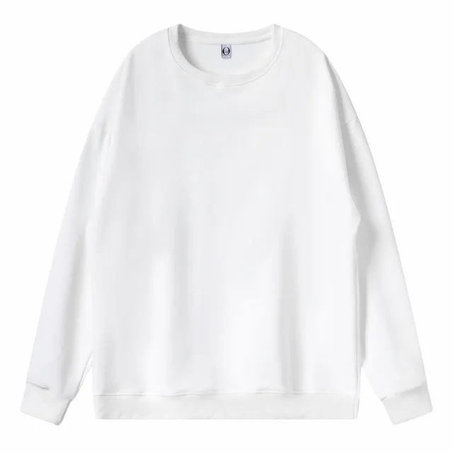 Fine Imitation Cotton Dropped Shoulder Loose Round Neck Sweater White - Shop at LoveMi