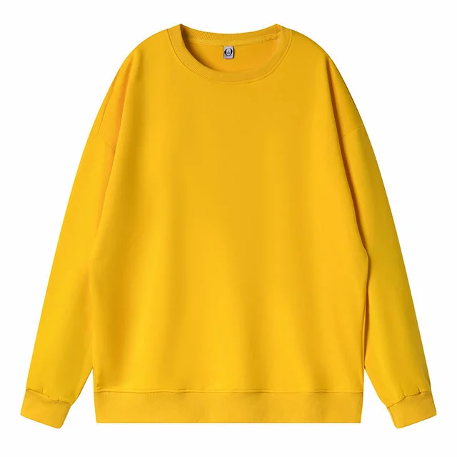 Fine Imitation Cotton Dropped Shoulder Loose Round Neck Sweater Yellow - Shop at LoveMi