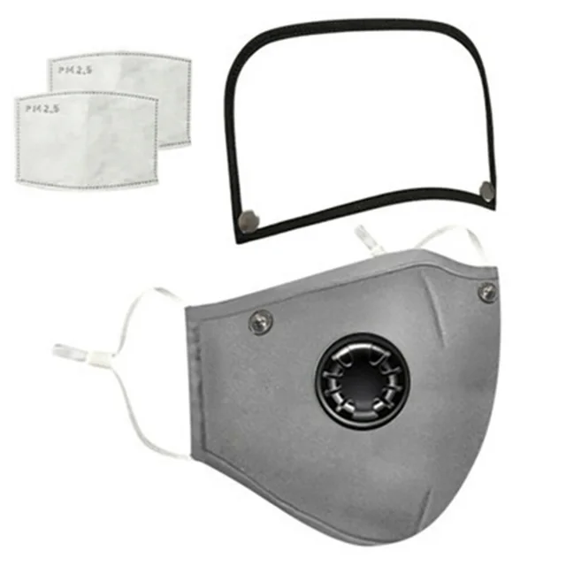 Removable And Washable Protective Cotton Mask With Breathing Valve Grey - Shop at LoveMi