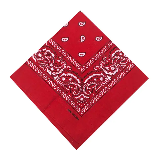55cm Cotton Cashew Flower Square Scarf Printed Bandanna Red - Shop at LoveMi