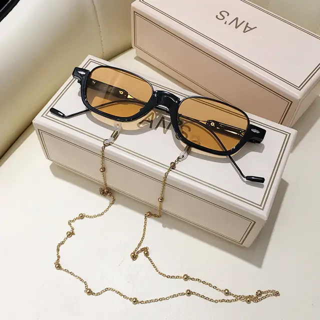 Half frame Personality Sunglasses Trend Photo Concave Shape With Chain 6Style - Shop at LoveMi