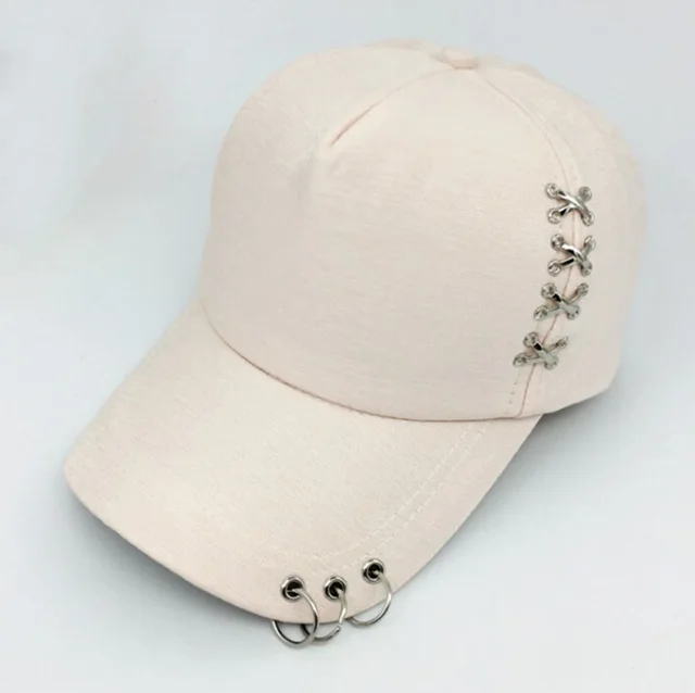 Spring And Autumn Metal Cross Hoop Duck Tongue Baseball Cap Apricot - Shop at LoveMi