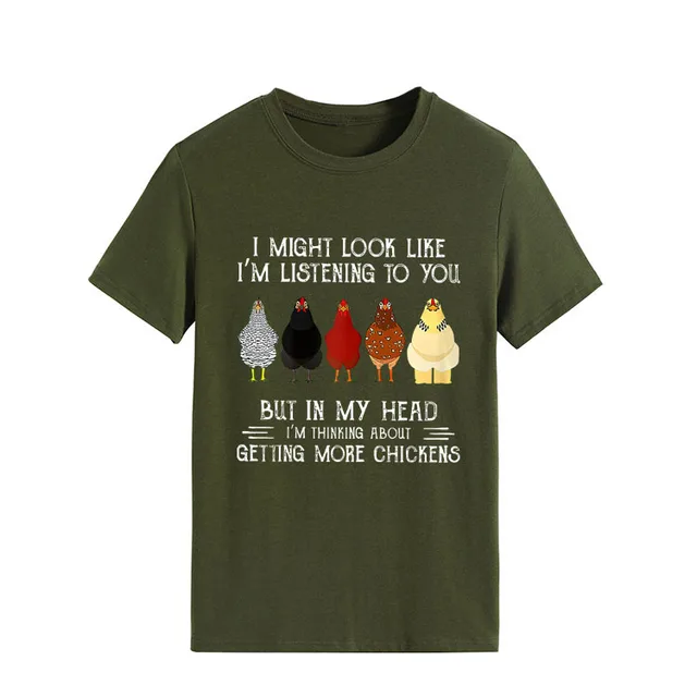 Simple Round Neck Pullover Blouse Print T shirt Army Green - Shop at LoveMi