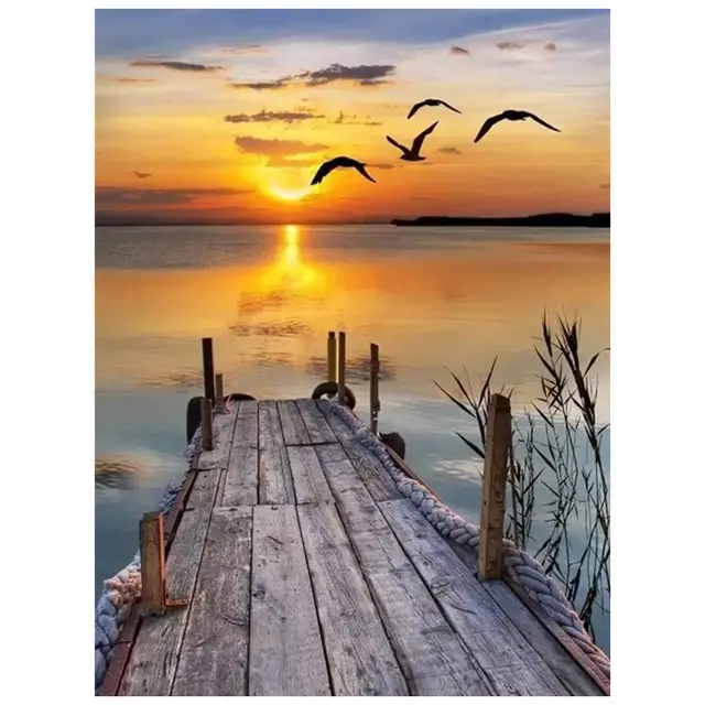 Full Square Diamond 5D DIY Diamond Painting Sunset Lake Embroidery CrossStitch Style6 - Shop at LoveMi