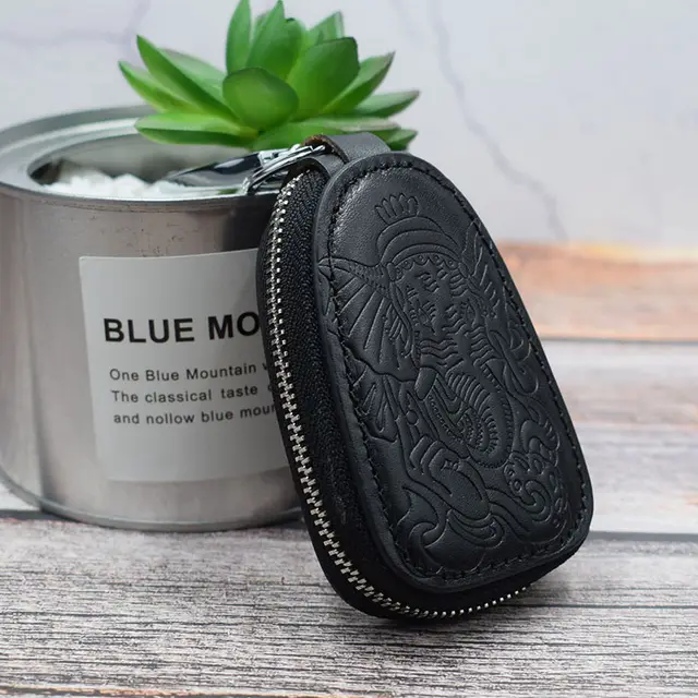 Tree Cream Leather Key Case Waist Hanging Casual Retro Black - Shop at LoveMi