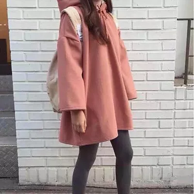 Autumn And Winter Clothing New Korean Mid Length Loose Pink - Shop at LoveMi