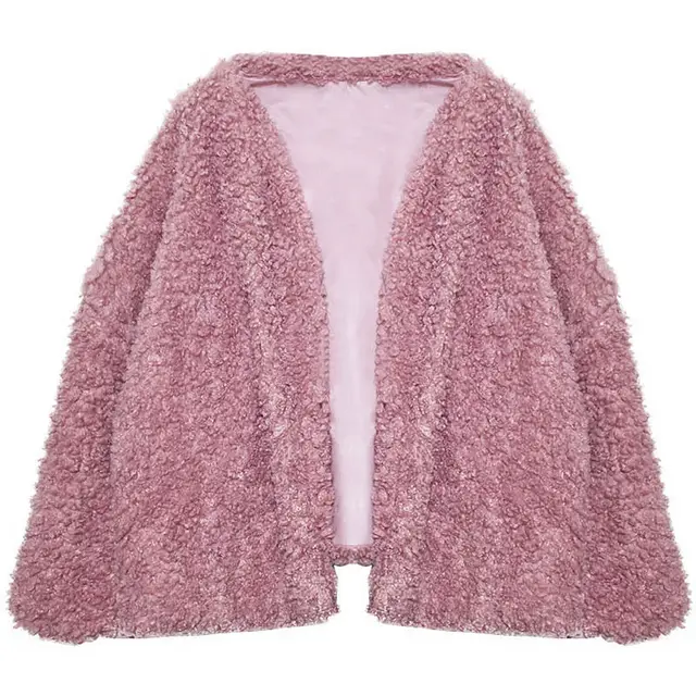 Fallwinter Women's Lamb Wool Top Pure Color Korean Ins Temperament Pink - Shop at LoveMi