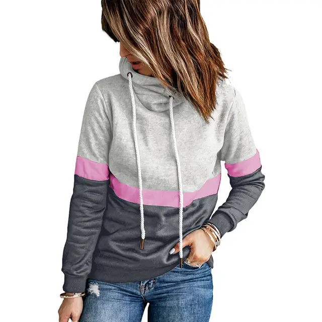 Sweater Women Autumn And Winter Solid Color Stitching Grey - Shop at LoveMi
