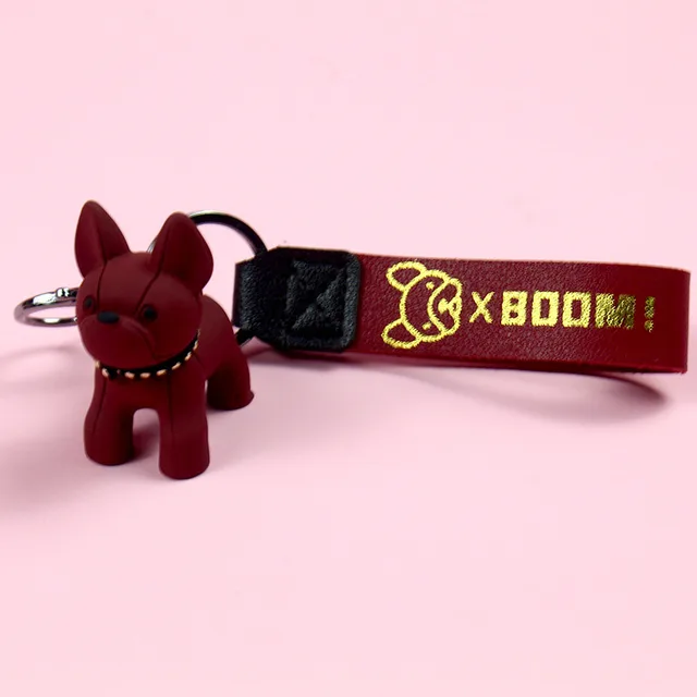 Creative Cartoon Keychain Cute Bulldog Headphone Case Couple Backpack School Bag Pendant Pu Hand Strapred - Shop at LoveMi