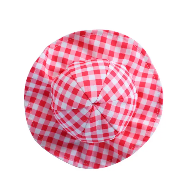 Pet Cute Fashion Plaid Sun Hat Red - Shop at LoveMi