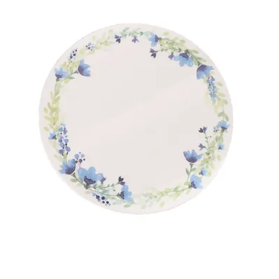Creative Ceramic 8 Inch Round Plate Flat Plate Tray Wreath Fruit Plate Blue Flower - Shop at LoveMi